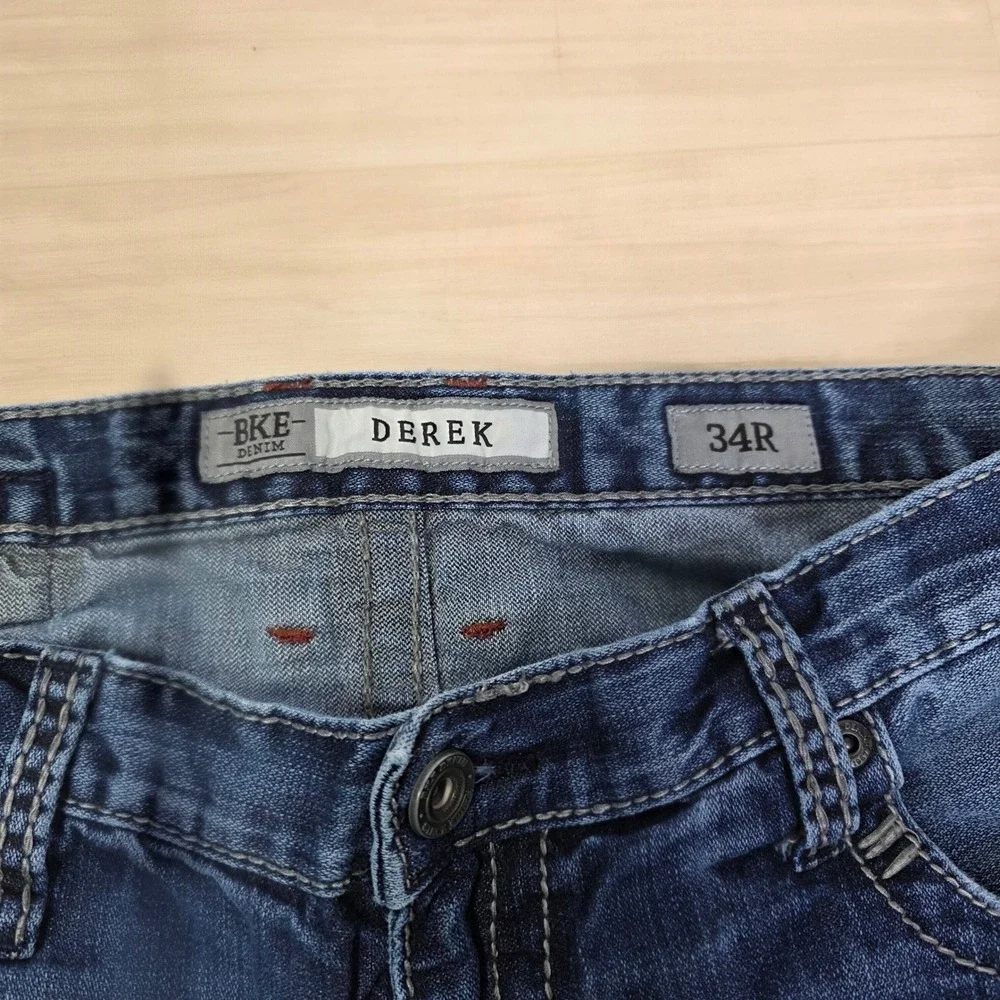 BKE Derek Bootcut Jeans Men's 34 R‎ x 31 Blue Wash Denim Casual